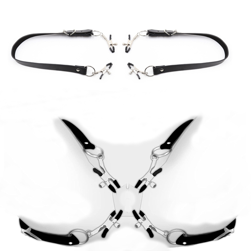 Leatherwork Clamp - 黒革ストラップハーネス陰唇クリップ乳首クランプ緊縛奴隷フェチボンデージ拘束エロアクセサリー大人のおもちゃ女性のための