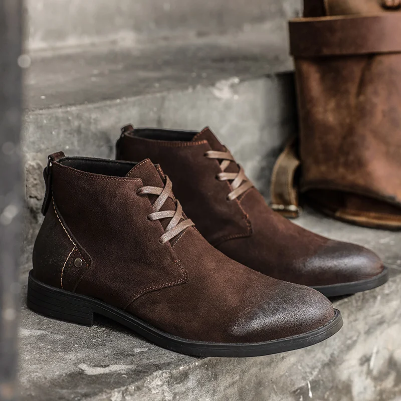 Leatherwork Designs - 新しい牛革スエードアンクルブーツ手作りヴィンテージ英国男性レースアップ本革靴デザイナー作業ツーリングブーツオートバイブーツ