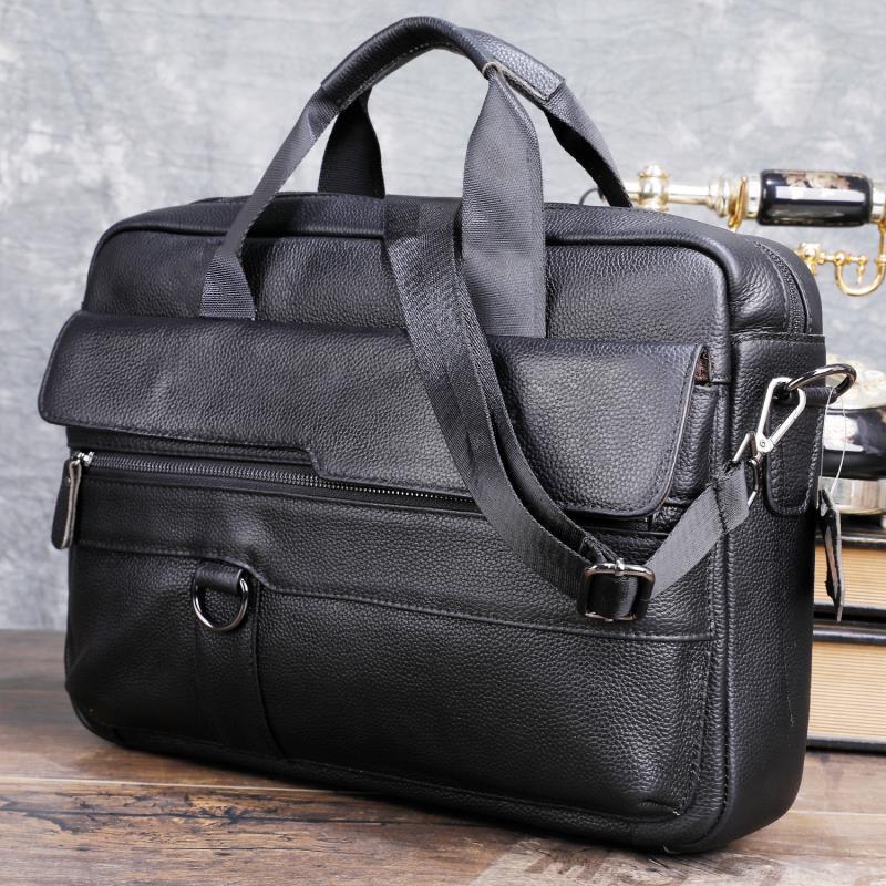 Leather Work Handbags - 男性用の本革トラベルバッグ,大容量の本革メッセンジャーバッグ,14インチのラップトップショルダーストラップ,ブリーフケース