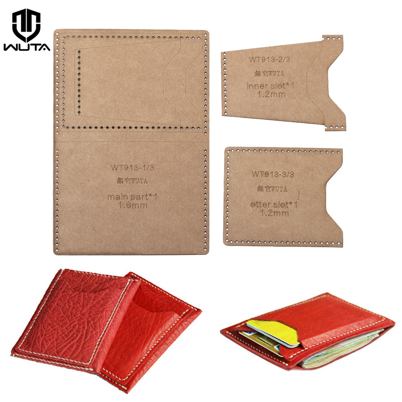 Leatherwork Kit - Wuta 913-革製カードケース,クラフト紙モデル,水平,シンプル,財布,革柄セット,日曜大工ツール