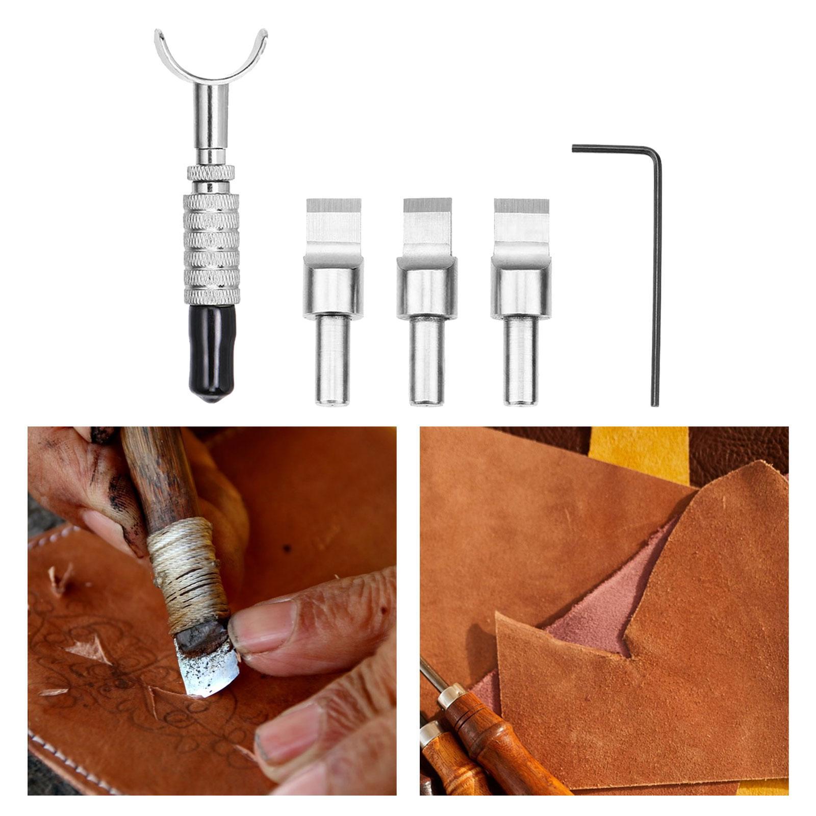 Leather Work In Art - DIYレザークラフト彫刻用回転ツールキット、革細工用ステンレス刃、テンプレート、手作り工芸用品