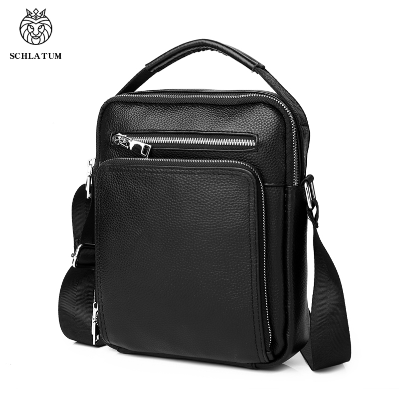 Leather Work Handbags - SCHLATUM 本革メンズクロスボディショルダーバッグ牛革黒メッセンジャーバッグ iPad ビッグサイズメンズハンドバッグカジュアルビジネス
