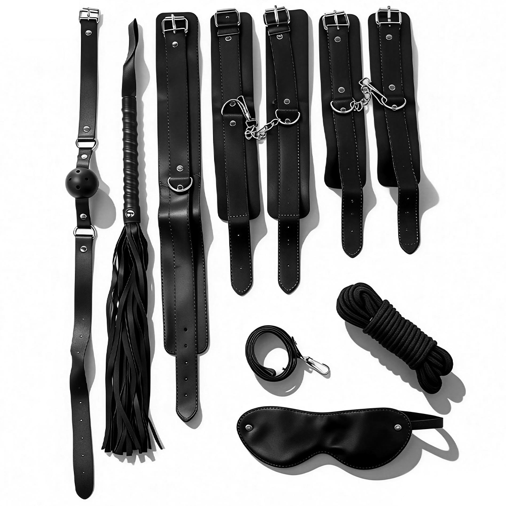 Leatherwork Kit - SMパーティーセット 大人用セックス玩具 拘束用手錠 奴隷用具 セクシーな手首から足首までのカフス 足を開く手用玩具