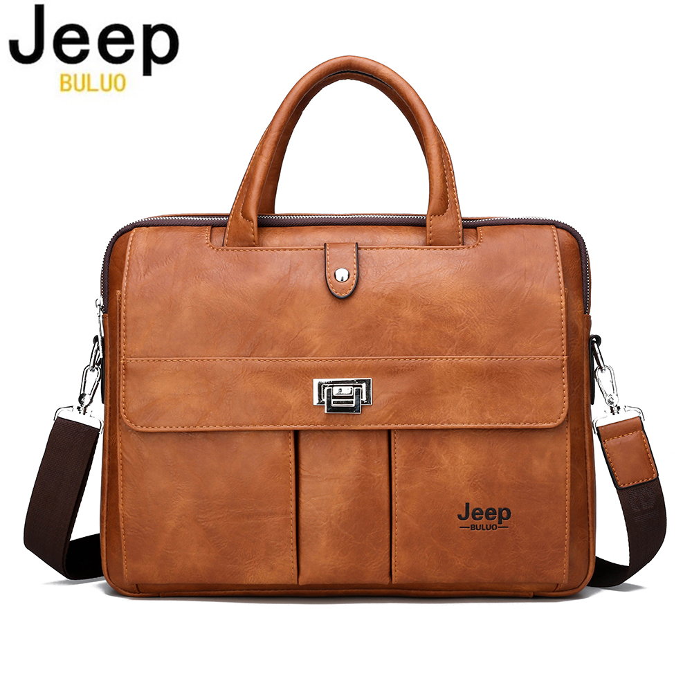 Leather Work Handbags - Jeep Buluo メンズ レザー ブリーフケース 14