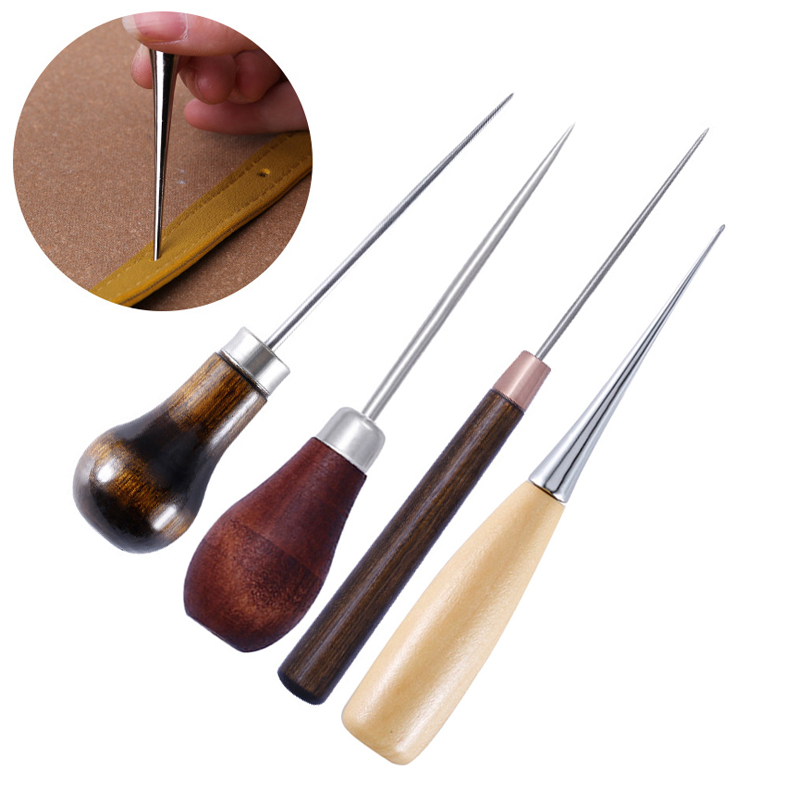 Leatherwork Awl - 耐久性のある革の木製ハンドル,ハンドツール,ステッチ,ソーイングアクセサリー用