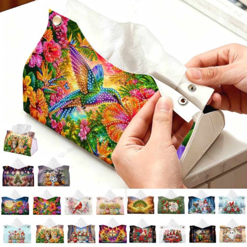 Leather Work In Art - DIY ダイヤモンドアートペインティングティッシュボックス 大容量樹脂ダイヤモンドティッシュ収納ボックス 多用途 毎日のオフィスワークやアウトドアレジャーに最適