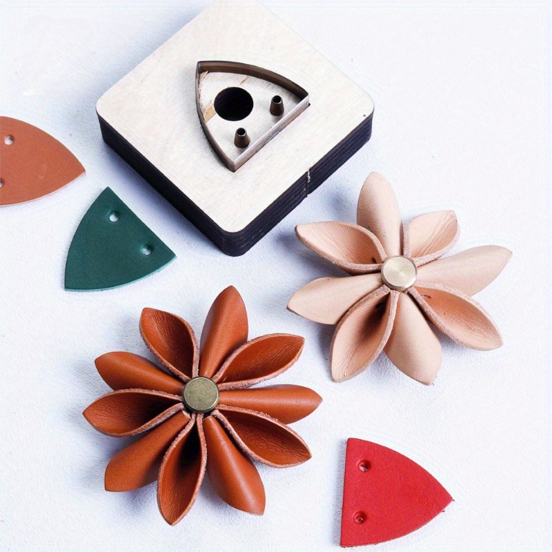 Leatherwork Flowers - 革裁断型抜き 花びら型 木製型抜き DIY革工芸ツール 3D革花ブローチ作成用 スチールルール型