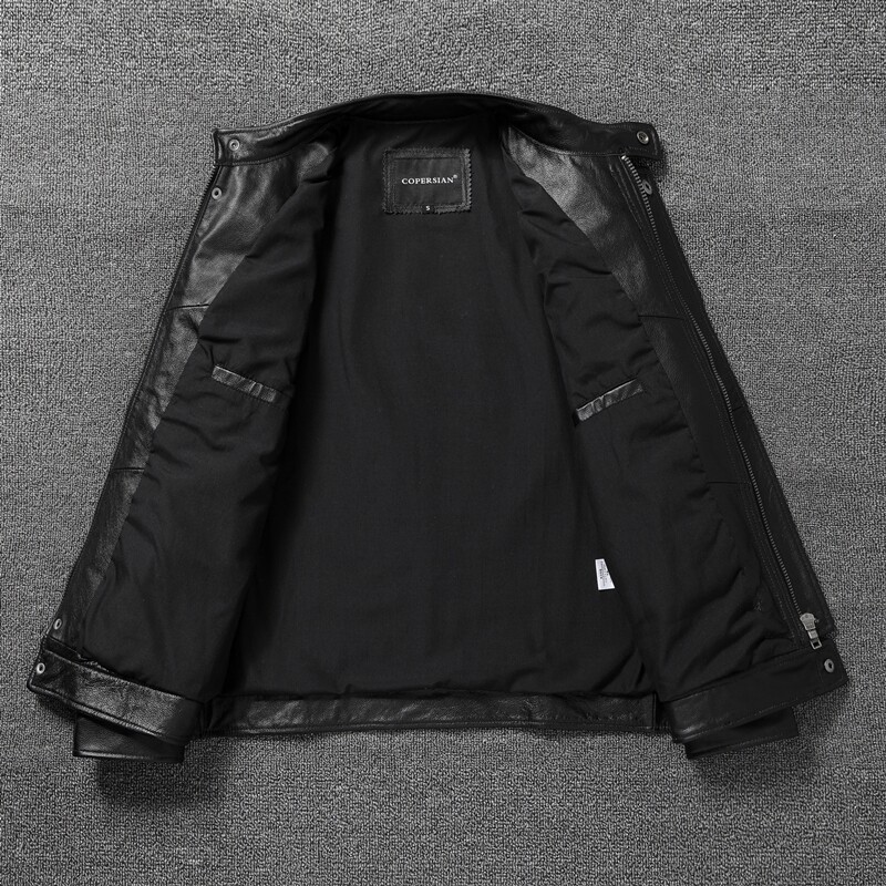 本革マンジャケットスリムソフト牛革ジャケットストリートウェア - Leather Work Jacket のレビューと価格