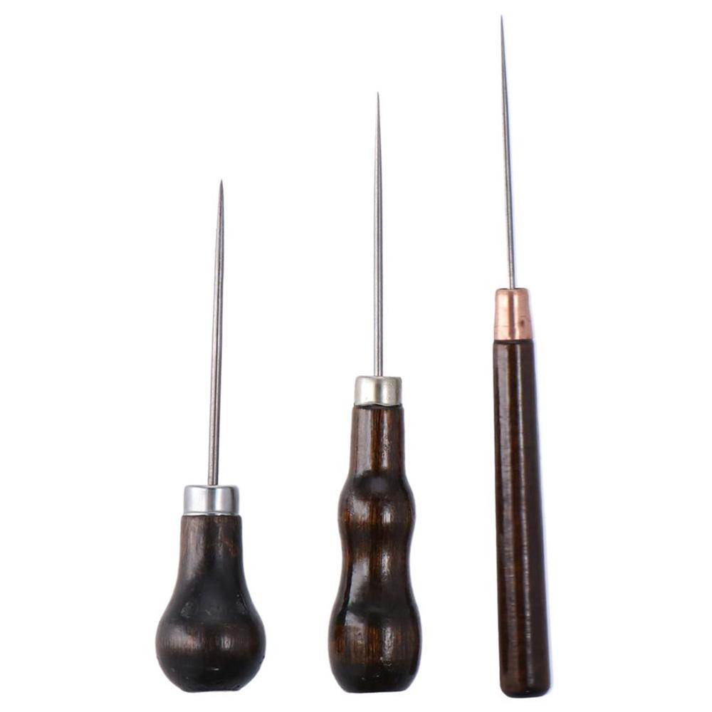 木製ハンドルスクラッチワイルツール、革パンチ穴工芸品、縫製、 - Leatherwork Awl のレビューと価格
