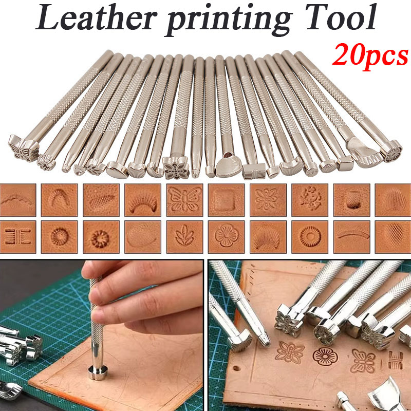 20個入り革印鑑彫刻ツールセット、スタンプ印刷パンチツールキ - Leatherwork Kit のレビューと価格