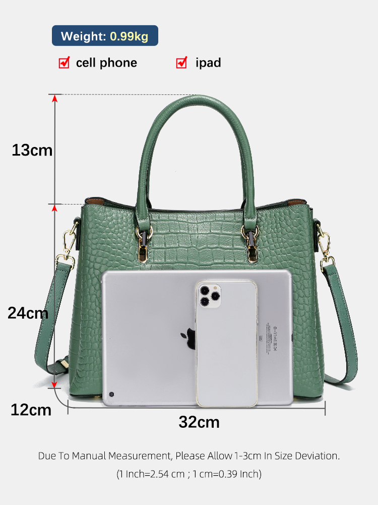 Zency レディース 本革 トップハンドルバッグ グリーン - Leather Work Handbags のレビューと価格