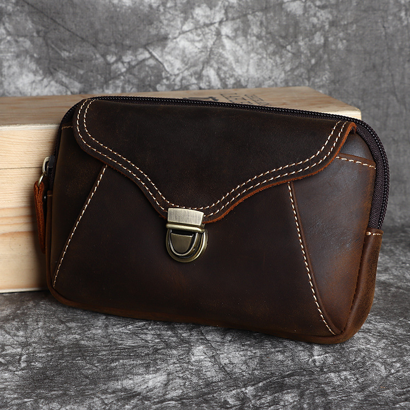 メンズレザーウエストバッグ、メンズ本革バッグ、レトロでシンプ - Leatherwork Designs のレビューと価格