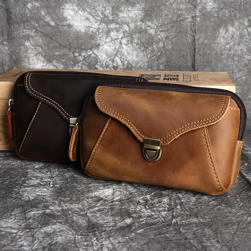 メンズレザーウエストバッグ、メンズ本革バッグ、レトロでシンプ - Leatherwork Designs のレビューと価格