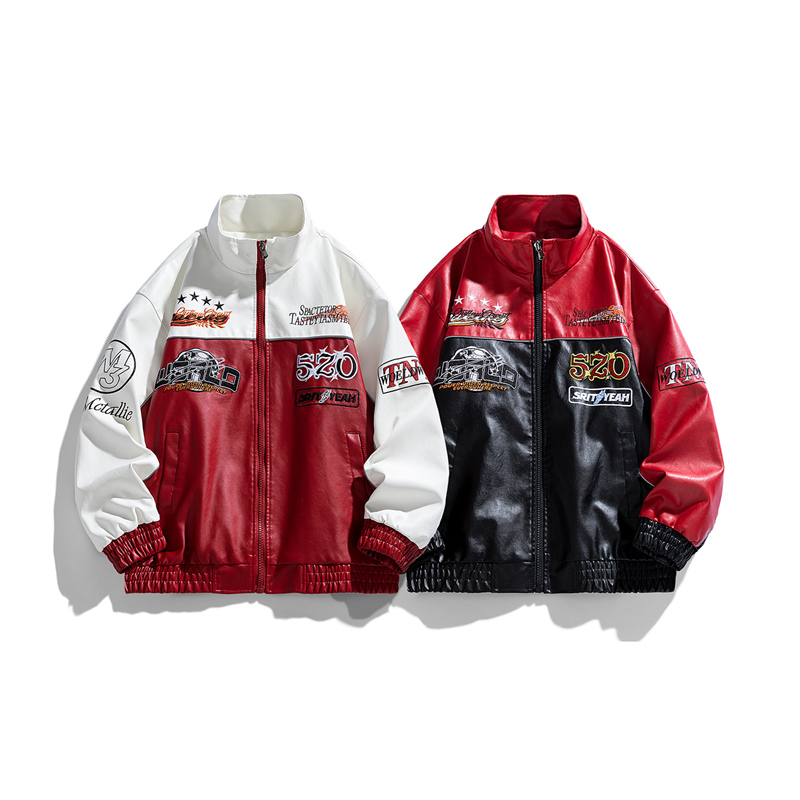 トレンド感のあるハンサムな冬用アウトドアレジャー向けイミテー - Leather Work Jacket のレビューと価格