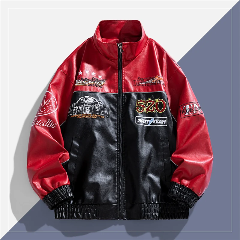 トレンド感のあるハンサムな冬用アウトドアレジャー向けイミテー - Leather Work Jacket のレビューと価格