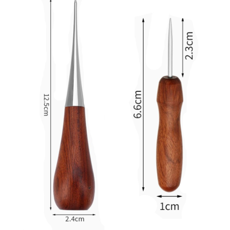 プロの革細工用木製ハンドル付き千枚通し DIYツール 革細工 - Leatherwork Awl のレビューと価格