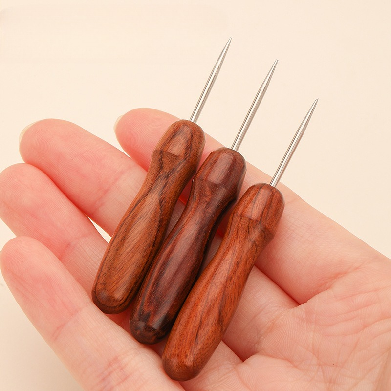 プロの革細工用木製ハンドル付き千枚通し DIYツール 革細工 - Leatherwork Awl のレビューと価格