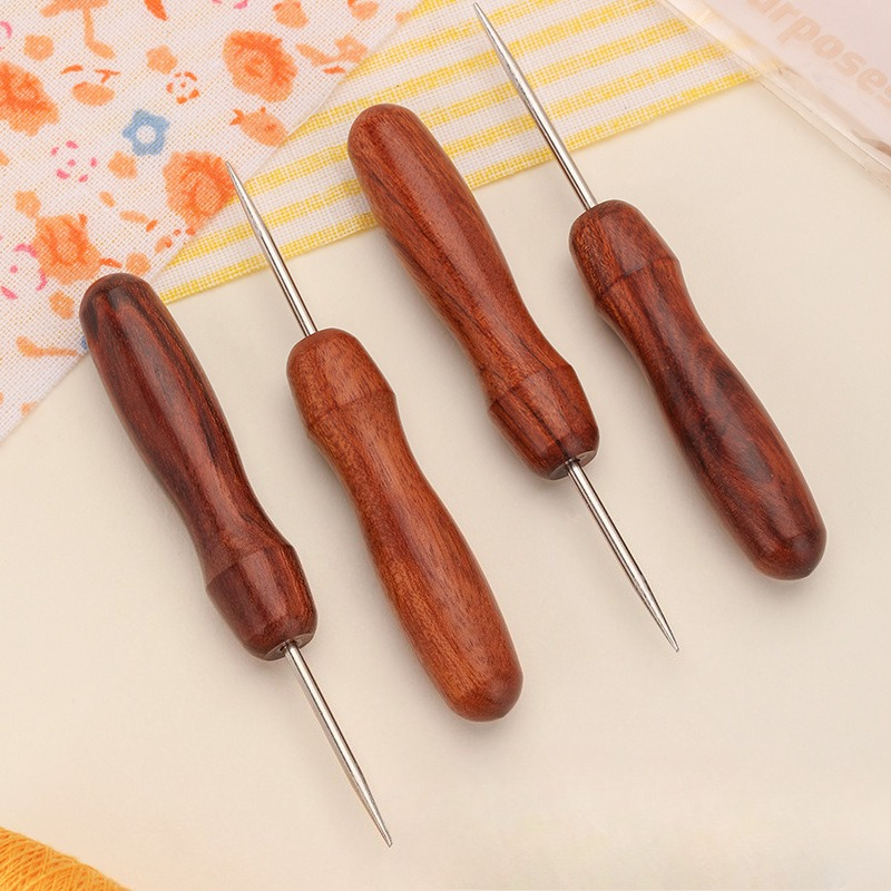 プロの革細工用木製ハンドル付き千枚通し DIYツール 革細工 - Leatherwork Awl のレビューと価格