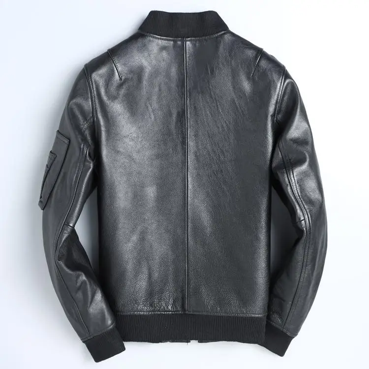 男性用空軍レザージャケット,クラシックな黒の爆撃機,牛革コー - Leather Work Jacket のレビューと価格
