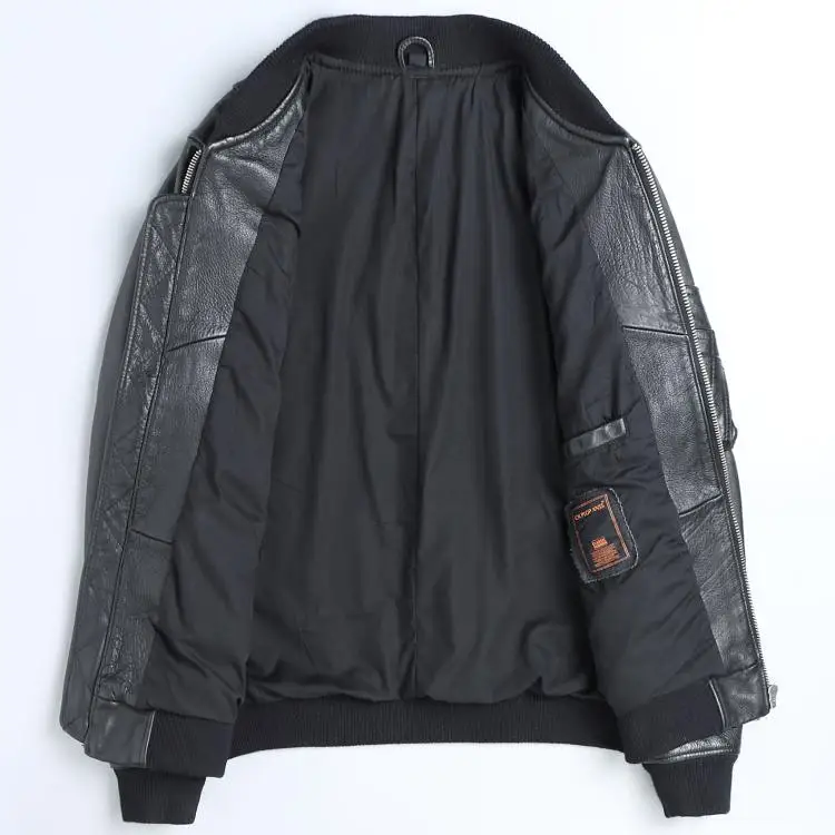 男性用空軍レザージャケット,クラシックな黒の爆撃機,牛革コー - Leather Work Jacket のレビューと価格