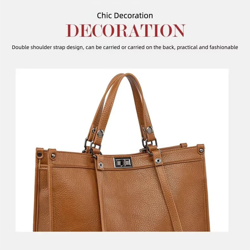 女性用大容量トートバッグ PUレザー 回転ロック付きハンドバ - Leather Work Handbags のレビューと価格