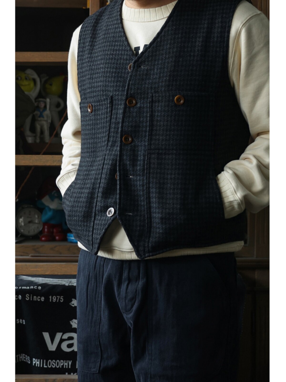 Secondorder FW24 ヴィンテージウールワークベ - Leather Work Vest For Men のレビューと価格