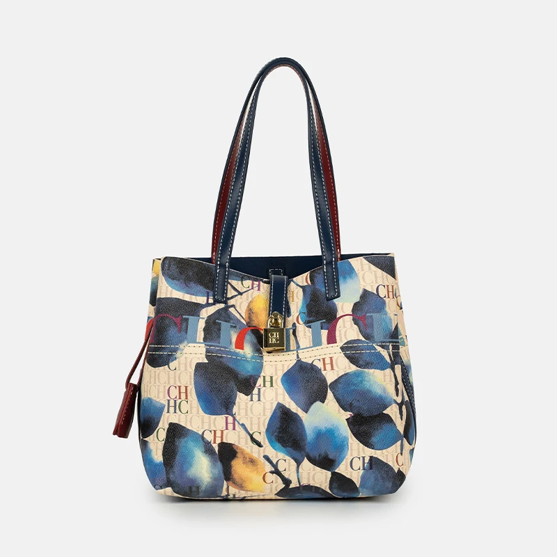 CH アートカラープリントハンドバッグソリッドカラーハンドス - Leather Work In Art のレビューと価格