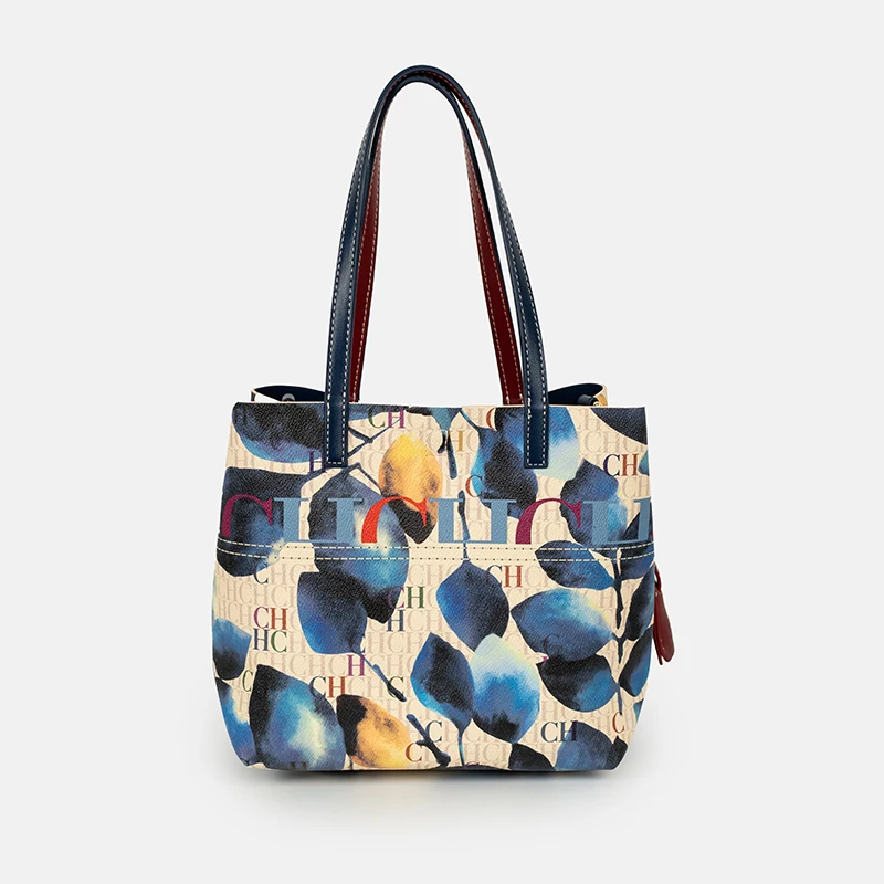 CH アートカラープリントハンドバッグソリッドカラーハンドス - Leather Work In Art のレビューと価格