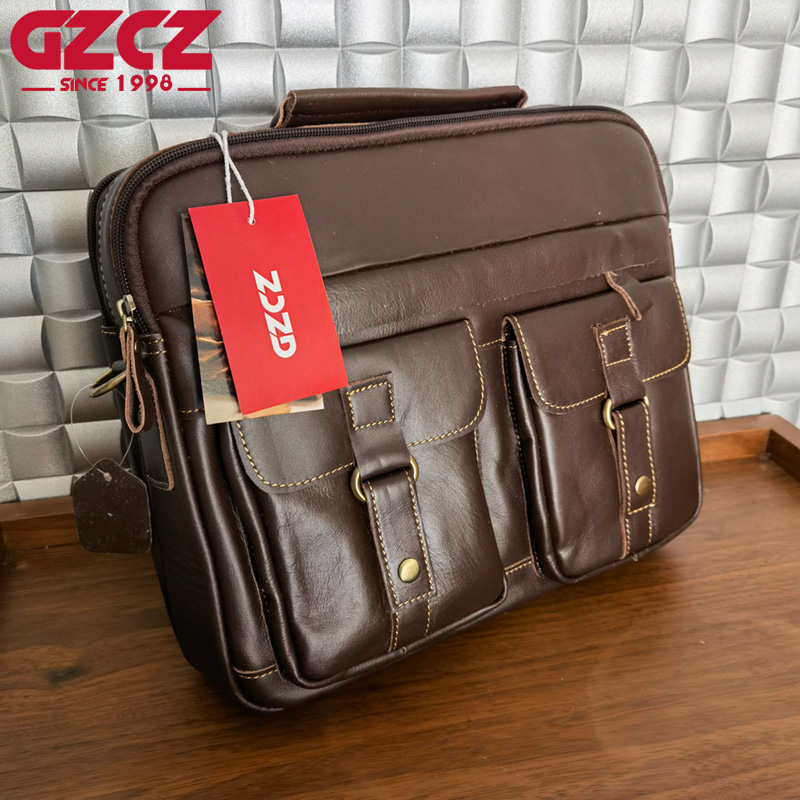 GZCZ メンズハンドバッグレジャービジネスコンピュータバッ - Leather Work Handbags のレビューと価格