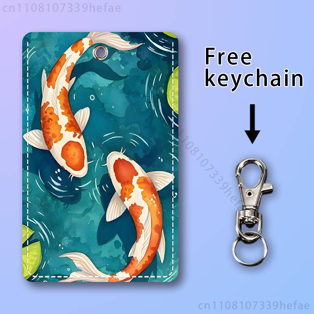 鯉の絵画アートホルダー銀行ビジネスワークカードホルダー学生カ - Leather Work In Art のレビューと価格