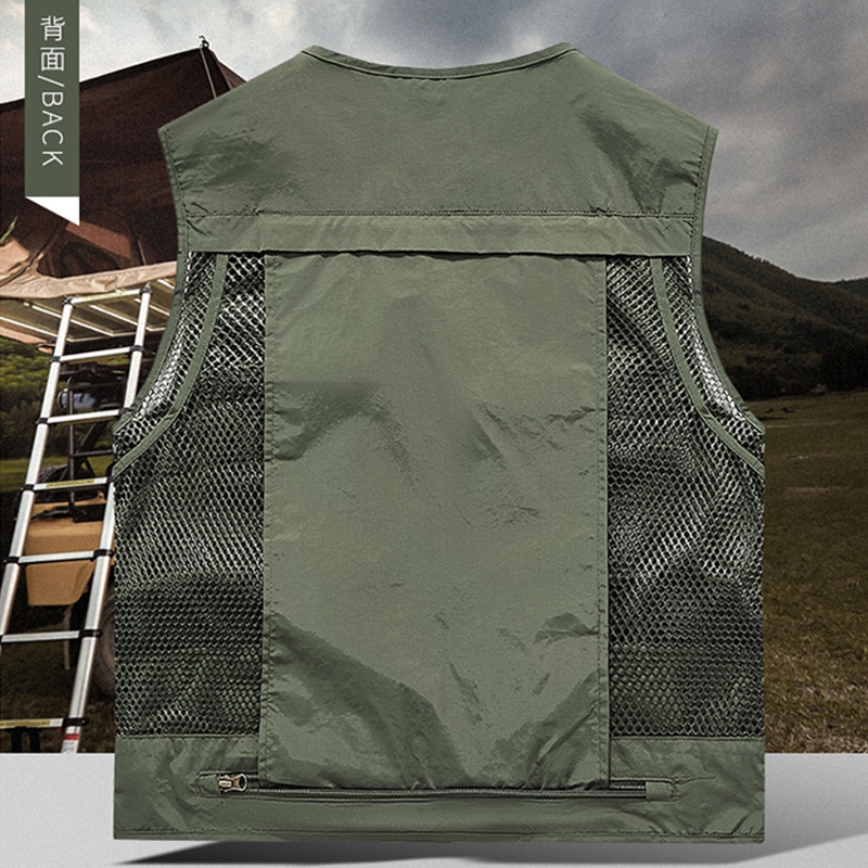 多ポケットワークベスト 作業服 夏用 速乾性 メンズ 通気性 - Leather Work Vest For Men のレビューと価格