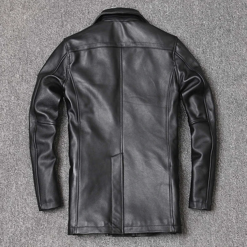 メンズ本革スリムフィットジャケット,ミドル丈ラペルウインドブ - Leather Work Jacket のレビューと価格