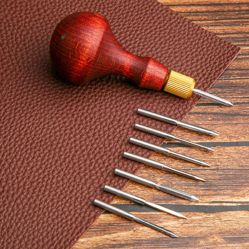 日曜大工の革製パンチオール、交換可能なニードルヘッド、手作り - Leatherwork Awl のレビューと価格