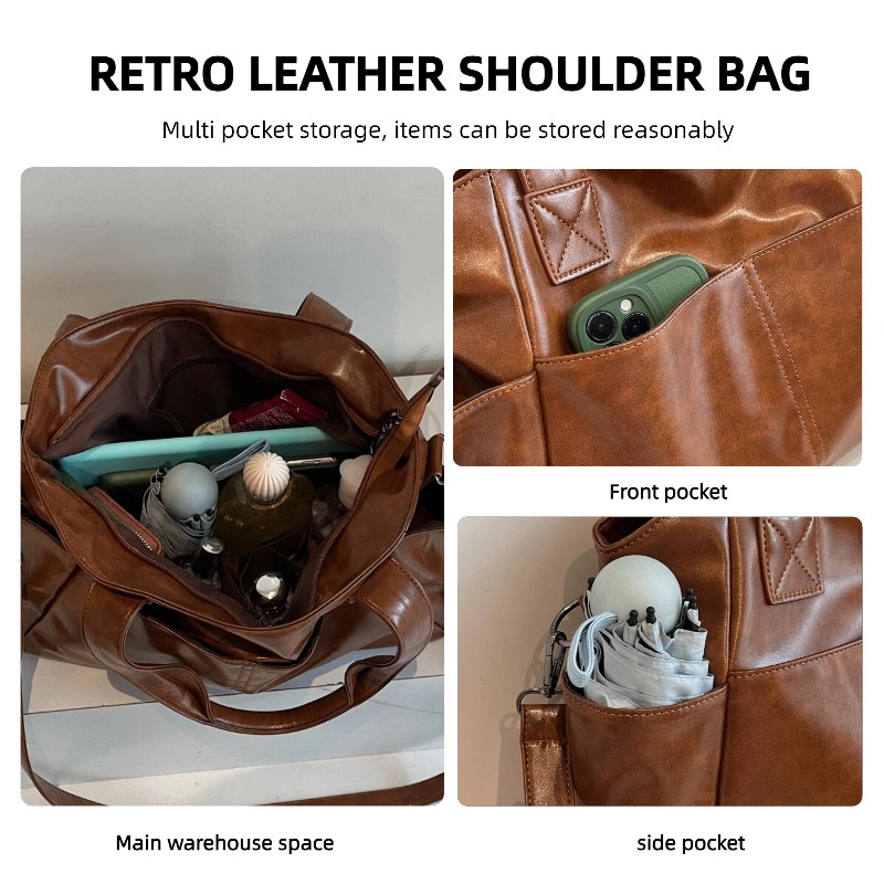 レディース レトロ ソフトレザー ハンドバッグ 多ポケット  - Leather Work Handbags のレビューと価格