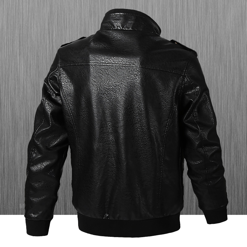 スリムフィットバイカーレザージャケットメンズカジュアルスタン - Leather Work Jacket のレビューと価格