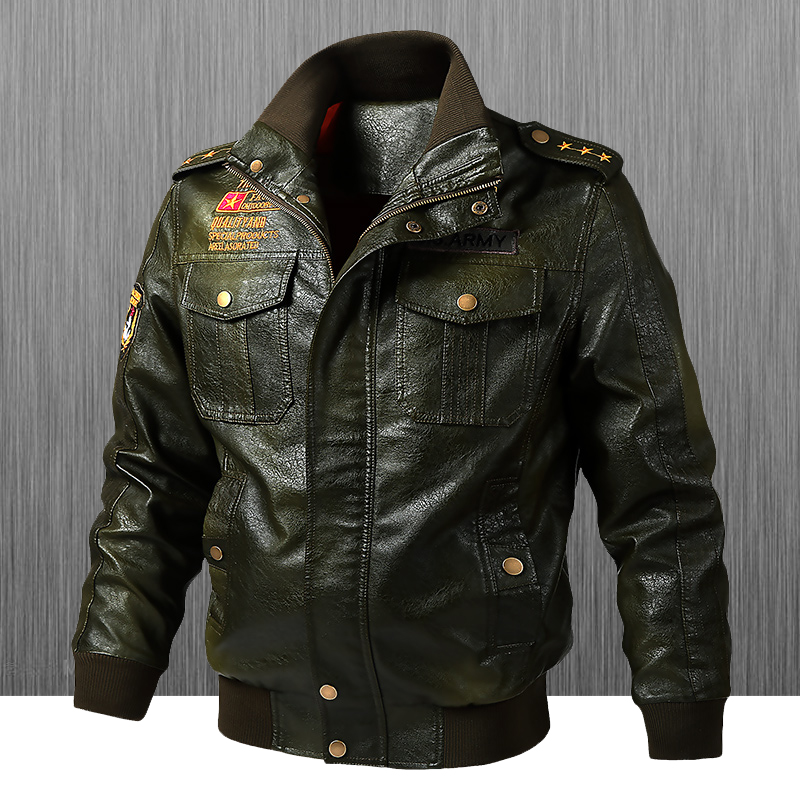 スリムフィットバイカーレザージャケットメンズカジュアルスタン - Leather Work Jacket のレビューと価格