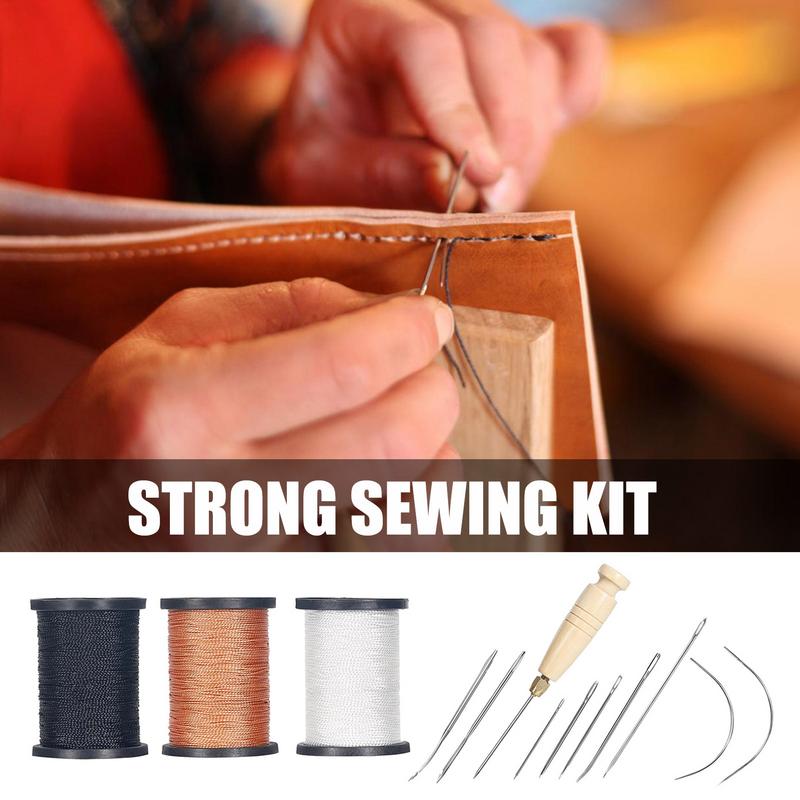 革ステッチキット,レザーソーイングツール,ミシン糸,針,ソフ - Leatherwork Awl のレビューと価格