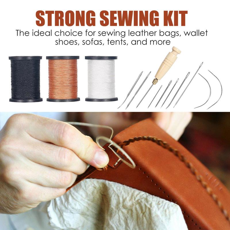 革ステッチキット,レザーソーイングツール,ミシン糸,針,ソフ - Leatherwork Awl のレビューと価格