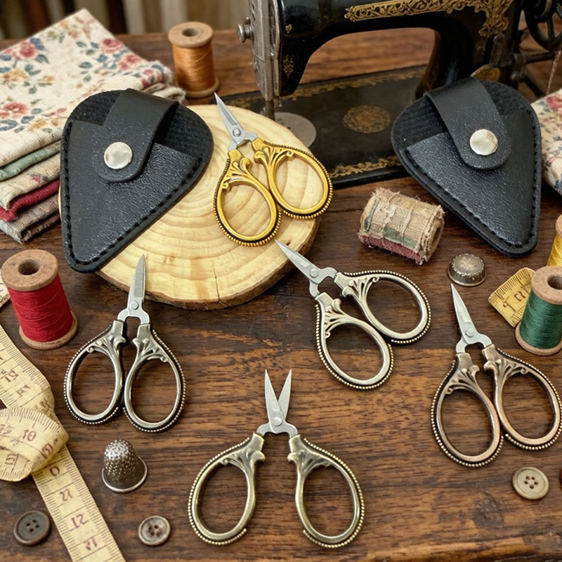 ミニヴィンテージはさみ PUレザーカバー付き ステンレス製  - Leather Work In Art のレビューと価格