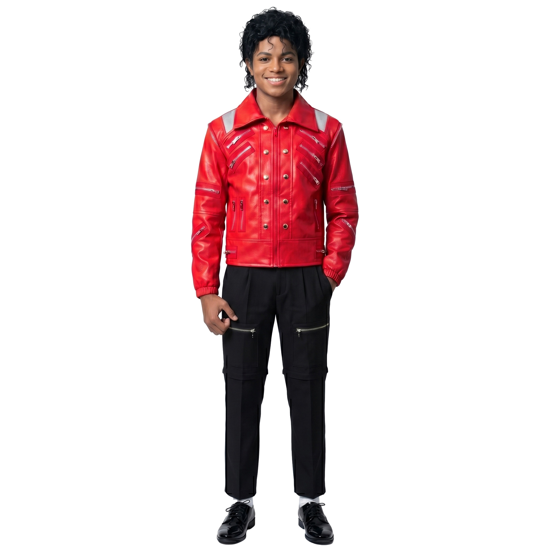 80年代レトロポップスターコスチュームマイケル・ジャクソン風 - Leather Work Jacket のレビューと価格