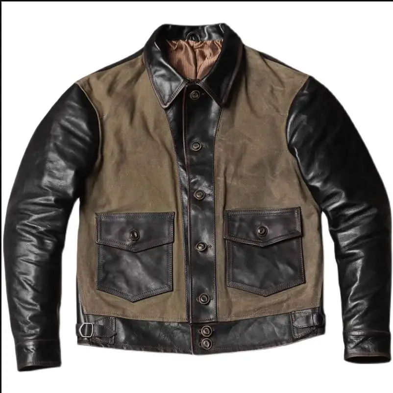 CCショップ-春の本革ジャケット,ヴィンテージの作業服,薄い - Leather Work Jacket のレビューと価格