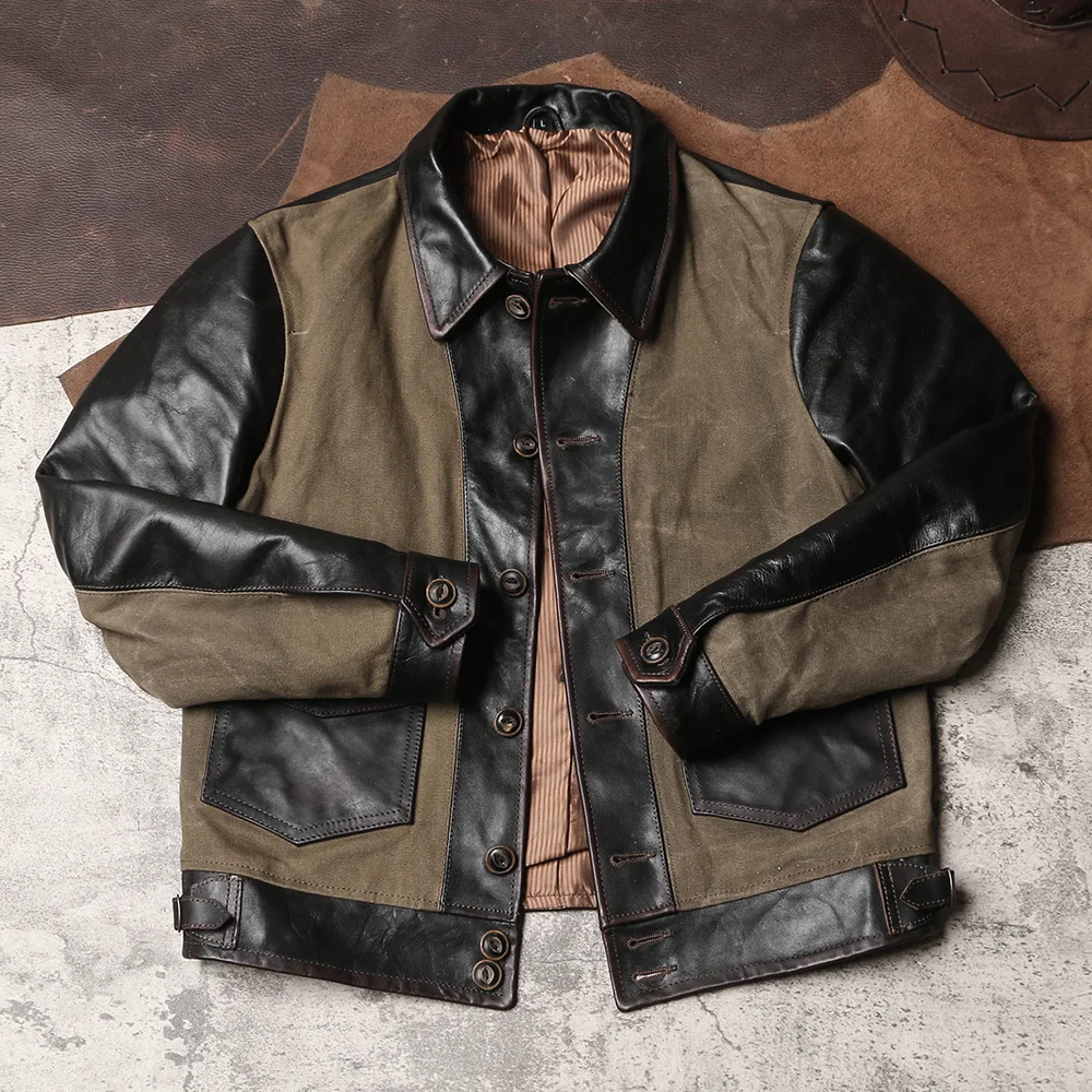 CCショップ-春の本革ジャケット,ヴィンテージの作業服,薄い - Leather Work Jacket のレビューと価格