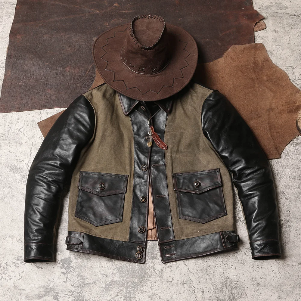 CCショップ-春の本革ジャケット,ヴィンテージの作業服,薄い - Leather Work Jacket のレビューと価格