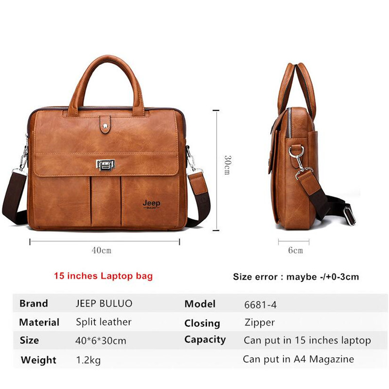 Jeep Buluo メンズ レザー ブリーフケース 14  - Leather Work Handbags のレビューと価格