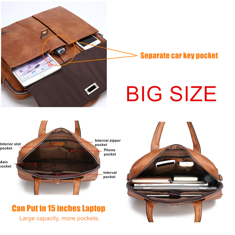 Jeep Buluo メンズ レザー ブリーフケース 14  - Leather Work Handbags のレビューと価格