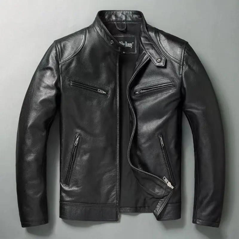 男性用本革ジャケット,100% 牛革,スリムフィット,スタン - Leather Work Jacket のレビューと価格