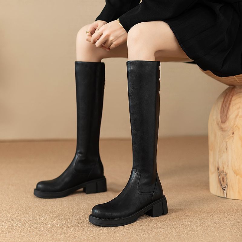 秋冬ミドルヒールレディースニーハイ丈防水PUファッション20 - Leatherwork Designs のレビューと価格