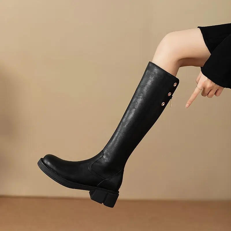 秋冬ミドルヒールレディースニーハイ丈防水PUファッション20 - Leatherwork Designs のレビューと価格